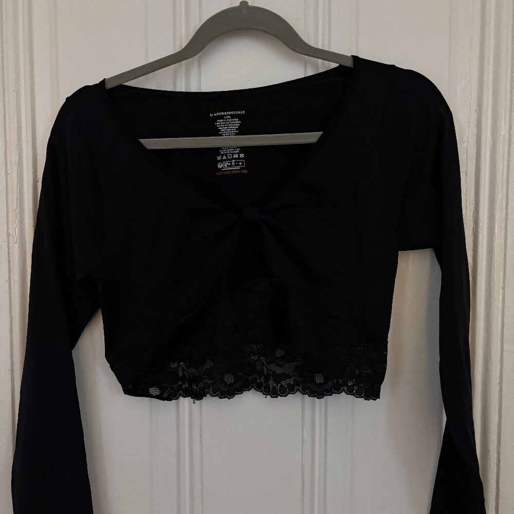 anthropologie lace long sleeve crop top
